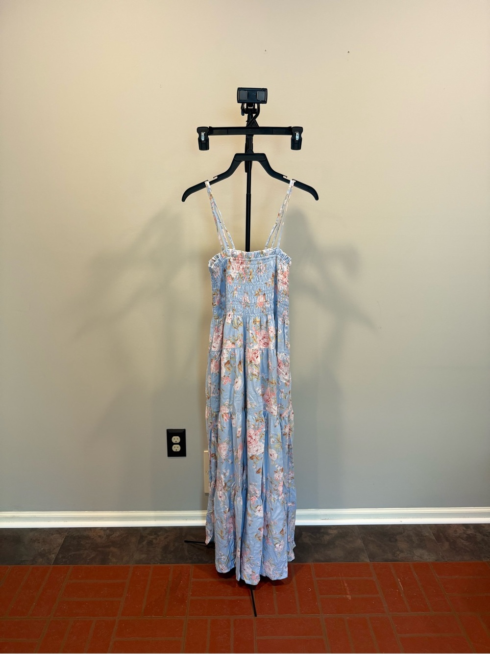 Altar'd State Light Blue Floral Maxi Dress with Smocked Bodice - Picture 2 of 4
